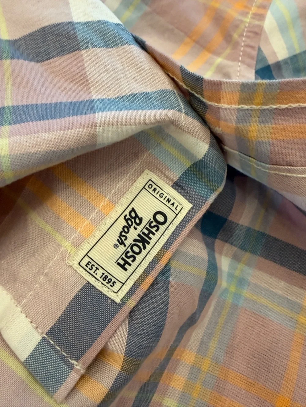 OshKosh‎ B'Gosh Boys Short-Sleeve Button-Down Shirt Pastel Plaid Sz 4/4A NEW $28